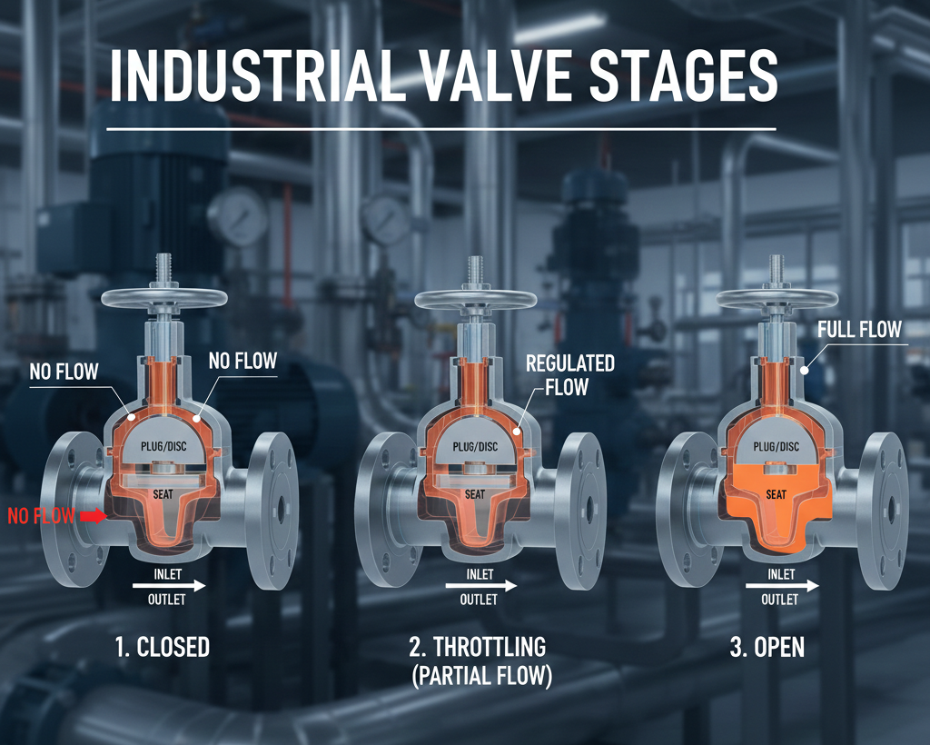 Industrial valve working